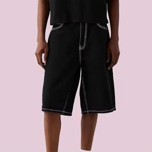 Shorts en jean pour homme, style rétro vintage années 70, coupe ample, décontractés, à boutons, pour le printemps, l'été, le streetwear et les soirées, couleur unie - Product Image 6