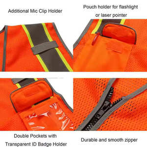 Chaleco de seguridad para hombre con cremallera frontal, alta visibilidad, reflectante, para construcción y trabajo. - Product Image 3