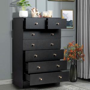 Modern Simple Black 7 Drawer Dresser - Product Image 3