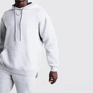 Survêtement à capuche gris clair pour homme, manches longues, couleur unie, décontracté, respirant, 100 % coton, coupe classique - Product Image 3