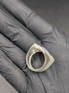 Heavy Iced Out Square <b>Ring</b> Moissanite Micro Pave <b>925</b> <b>Silver</b> Custom Initial Number <b>Ring</b> Hip Hop Rapper Jewelry Gift - Product Image 6
