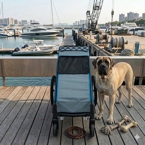 Remolque para bicicleta KS-6200 para perros grandes, cochecito para mascotas, plegable, con marco de aleación de aluminio, tela resistente al agua 600D para exteriores - Product Image 2