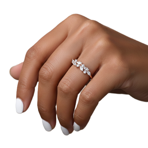 IGI Certified Marquise Round Lab Grown Diamond <b>Ring</b> 18K Solid Gold Leaf Design Wedding Band Vintage <b>Proposal</b> Engagement <b>Ring</b> - Product Image 6