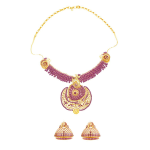 Juego de Collar y Aretes Jewelemarket con Diseño Tradicional de Pavo Real, en Oro Fino con Circones, para Bodas -10575527RD - Product Image 2