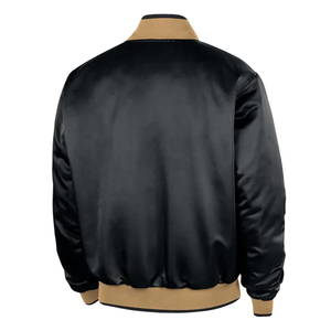 Unisex Classic Coated Satin Dyed Varsity Bomber Jacket Spring Streetwear Baseball Embroidered <b>Detail</b> Casual Loose Fit Premium - Product Image 3