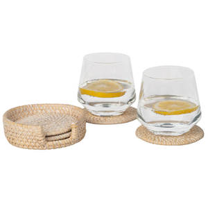 4-Piece Bamboo Round <b>Coaster</b> <b>Set</b> <b>with</b> <b>Holder</b> for Promotional Use - Product Image 3