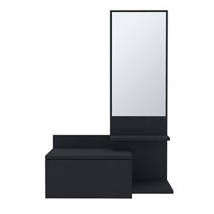 Vienna 23.6\" Wide 3-Tier Floating Mirror <b>Console</b> <b>Table</b> with Full Extension Drawer <b>Black</b>-Premium Product - Product Image 5
