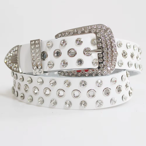 Cinturones de Cuero Genuino para Mujer con Hebilla Decorativa de Aleación con Diamantes, Anchos y Modernos con Pedrería para Combinar con Jeans y Pantalones - Product Image 5