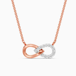 สร้อยคอเพชรแล็บโกรว์รูปอินฟินิตี้สำหรับใส่ทุกวัน น้ำหนัก 0.11 กะรัต ทำจากทอง 9K สีเหลือง ขาว และโรสโกลด์ - Product Image 1