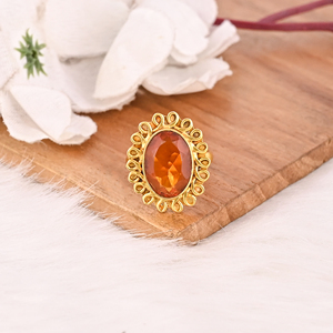 แหวนทองชุบดีไซน์ทันสมัยประดับพลอยซิทรินสีเข้มทำมือสำหรับผู้หญิง - Product Image 2