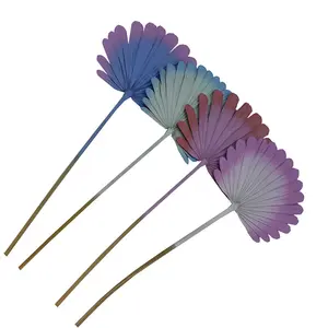 Chất lượng cao đẹp trang trí tự nhiên khô mini khô Palm Spears lá Fan Palm lá cho đám cưới nhà