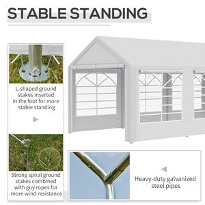 Gazebo 3x6 Metri in Poliestere con 4 Pareti Laterali Rimovibili e 6 Finestre per Eventi all'Aperto, Picnic e Cerimonie - Product Image 5