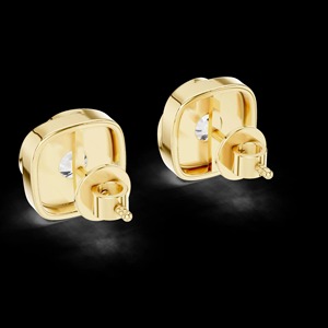 Swirling Square Moissanite <b>Stud</b> Earrings, Sculptural Designer <b>Silver</b> <b>Studs</b>, Modern Minimalist Jewelry, Statement <b>Sterling</b> <b>Silver</b> - Product Image 3