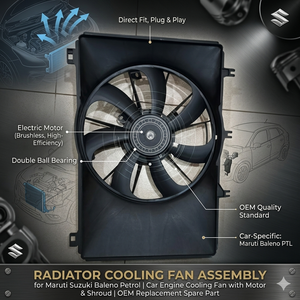 Conjunto de Ventilador de Refrigeración del Radiador para Maruti Suzuki Baleno Gasolina |   Ventilador de Refrigeración para Motor de Coche con Motor y Cubierta |   Repuesto OEM - Product Image 2