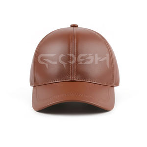 Casquette de baseball en cuir marron uni - Product Image 1