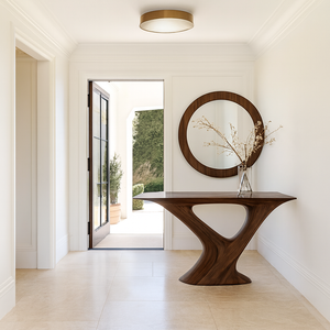 Table console en bois massif moderne minimaliste faite à la main Courbe naturelle pour la maison Salon Hôtel Salle à manger ou entrée d'appartement - Product Image 3