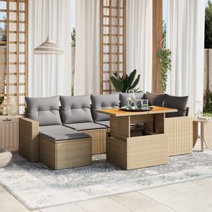 Conjunto de Sofá de Jardín de Ratán PE Gris con Patas Ajustables Grandes - Product Image 1