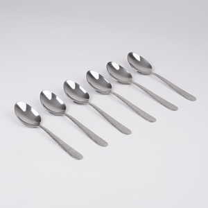 Modern Stainless Steel Spoon High Mirror Polish Rust Resistant Hammered Handle <b>Flatware</b> Set - Product Image 2