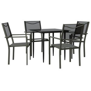 Set da Pranzo da Giardino Nero Antracite per 4 Persone, Struttura in Acciaio Resistente alle Intemperie, Arredamento da Esterno dal Design Contemporaneo - Product Image 4