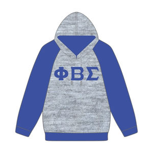 Sudadera con Capucha Gris con Mangas Raglán Azules de Phi Beta Sigma, Ropa de Fraternidad Griega, Prenda Personalizada Divine Nine HBCU Life - Product Image 2