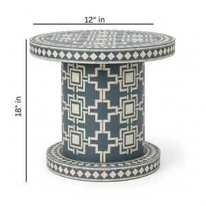 โต๊ะข้างเตียงทรงเรขาคณิตตกแต่งด้วยโลหะและกระดูกสัตว์สไตล์อินดัสเทรียลสุดหรู ทำด้วยมือ เหมาะสำหรับห้องนั่งเล่น ห้องนอน อพาร์ตเมนต์ - Product Image 2
