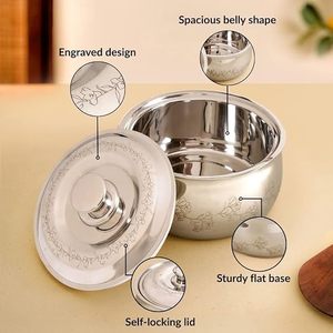 Casserole en acier inoxydable avec motif floral, forme ronde, durable, compatible gaz et induction, passe au lave-vaisselle - Product Image 4