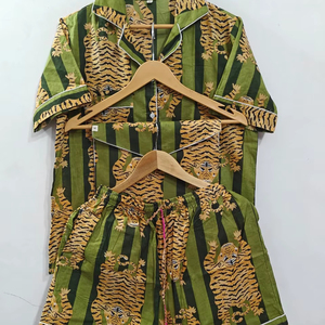 Pijamas Transpirables de Algodón Estampado para el Hogar, Venta al por Mayor, Vestidos de Noche para Mujeres y Niñas, Tallas Grandes, Ropa de Dormir para Hoteles y Hogar - Product Image 1