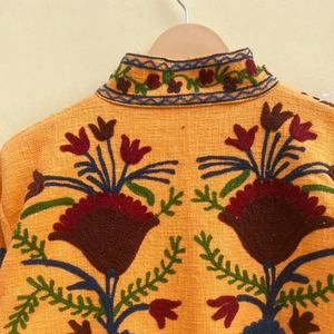 New Arrival Unique Short <b>Jacket</b> Suzani Hand <b>Embroidered</b> <b>Jacket</b> <b>Women</b> Cotton Crewel Festival Special - Product Image 3