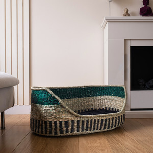 Artex Hai Nam Handwoven Eco-Friendly Soft Seagrass Portable Pet Bed for Dogs/Cats/Rabbits <b>Removable</b> Washable Cushion - Product Image 4