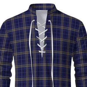 Chemise traditionnelle écossaise Jacobite Ghillie Kilt, motif tartan O'Brien, manches longues, à lacets, costume de pirate médiéval Renaissance - Product Image 4