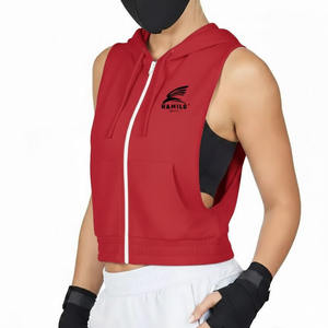 Débardeur de sport OEM de haute qualité, sans manches, pour musculation, coupe ajustée, avec capuche, en mélange de coton, basique - Product Image 2