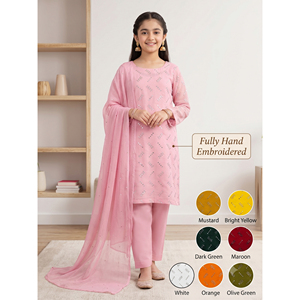Robe Shalwar Kurta en Chiffon Brodé 100% Pur, Ourlet Droit, Style Pakistanais, pour Soirée et Tenue Décontractée - Product Image 2