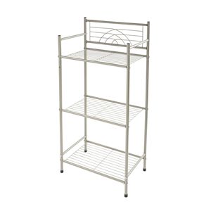 Scaffale angolare a 3 livelli per bagno in acciaio satinato nichelato, da posizionare o appendere - Product Image 1