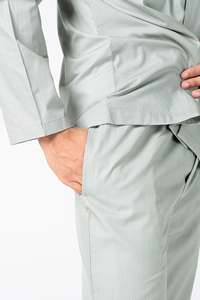 Ensemble de pyjama pour homme à manches longues en coton tissé, couleur unie, doux, décontracté, pour la saison printanière, lavable en machine - Product Image 5
