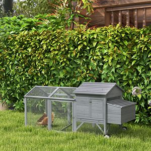 Pollaio Portatile in Legno 965 con Ruote, Gabbia per Conigli, Casetta per Galline, Recinto Esterno, Nido, Colore Grigio - Product Image 2