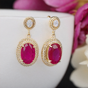 <b>Top</b> Selling Earrings With Ropada Pear Shape Gemstones 925 Sterling <b>Silver</b> 18K Gold Plated for Women - Product Image 4