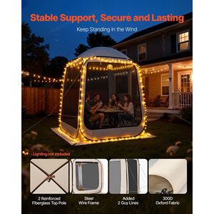 Tenda a Zanzariera Pop-up 6x6 Piedi per 4-6 Persone, Gazebo Portatile con Borsa per il Trasporto, Pareti Laterali a Rete e Supporto a Terra Incluso - Product Image 3