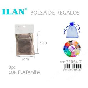 Sacchetti regalo ILAN 5x7cm Argento 8 pezzi per confezionamento gioielli - Product Image 3