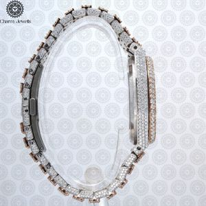 Charm_Jewells Montre ronde de luxe en acier inoxydable incrustée de diamants, analogique à quartz, mode féminine, 36 mm - Product Image 3