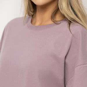 Robe T-shirt ample en coton violet pour femme, décontractée, à manches courtes, couleur unie, col rond, en jersey tricoté, coupe ample, mini-robe - Product Image 5