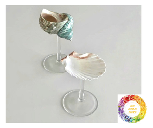 แก้วเปลือกหอยทำมือ แก้วเปลือกหอยดีไซน์พิเศษพร้อมฐานแก้วไวน์ สำหรับงานปาร์ตี้ธีมทรอปิคอลและตกแต่งสไตล์ชายทะเล - Product Image 4