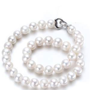 Collar de Perlas de Agua Dulce Grandes de Alto Rendimiento, 11-12 mm, Casi Redondas, con Defectos, No Nucleares, Asequible - Product Image 1