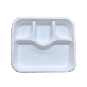 Barquette repas jetable à 4 compartiments, biodégradable, pour la restauration et les plats à emporter, fabriquée à partir de pulpe de bagasse, fabriquée en Inde - Product Image 2