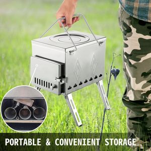 Estufa de Leña Portátil para Camping de 17.5x14.7x10.6 Pulgadas, Estufa de Leña para Tienda de Campaña de Acero Inoxidable 304 con Tubo Plegable de 95.7 para Aventuras al Aire Libre - Product Image 6
