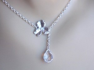 Collier en Zircon avec Pendentif en Verre, Collier en Cristal Fleur Orchidée, Bijoux de Mariage en Zirconium, Collier de Demoiselle d'honneur, Cadeau - Product Image 2