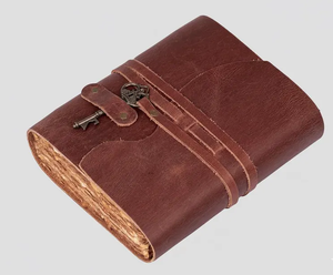 Carnet à couverture rigide en cuir fait main, reliure cousue main, serrure à clé antique, sans acide, durable, vintage - Product Image 2