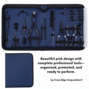 Kit d'outils professionnels pour extensions capillaires avec pinces de pose et de retrait de micro-anneaux, outil de sertissage pour extensions adhésives, ciseaux de coupe et peigne - Product Image 4