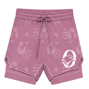 Dusty Rose White <b>Swim</b> Set Sleeveless Racerback Tank <b>Top</b> with Matching Shorts Lightweight Quick Dry Training Performance Swimwear - Product Image 4