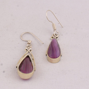 Wholesale Natural Charoite <b>Earrings</b> 925 Sterling <b>Silver</b> Vintage Style Jewelry Supplier Luxury Purple Gemstone <b>Drop</b> <b>Earrings</b> - Product Image 6