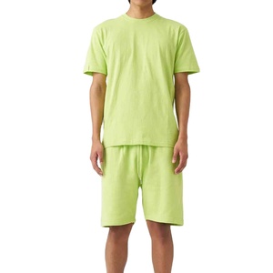 Men's Summer Casual Streetwear Clothing Set Custom Logo Oversized <b>Tshirt</b> Knitted Soft <b>Plain</b> Shorts 2 Piece Set Eco-Friendly - Product Image 2